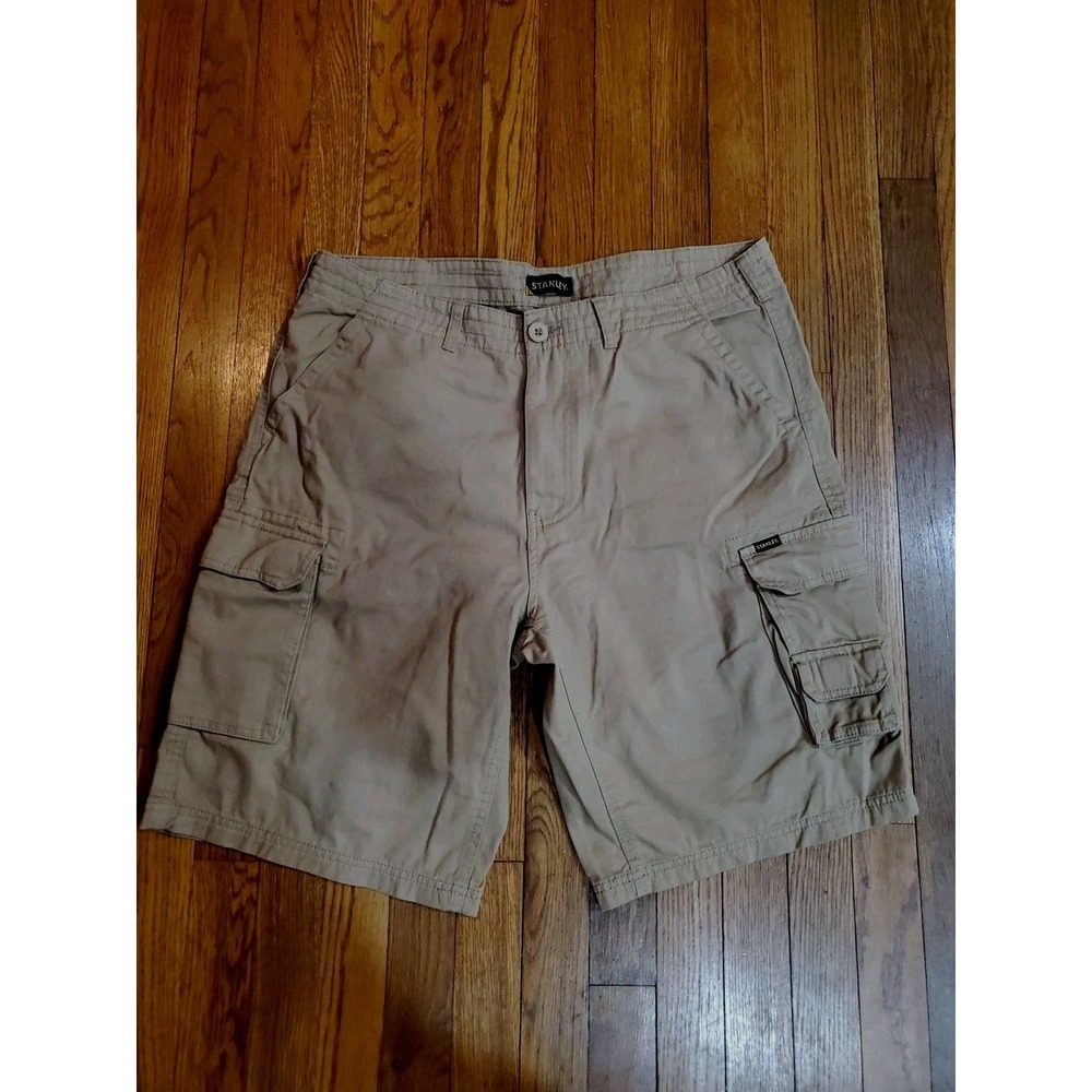 Stanley Mens Khaki Tan‎ Cotton Multi Pocket Cargo Shorts Sz 36 Workwear Utility